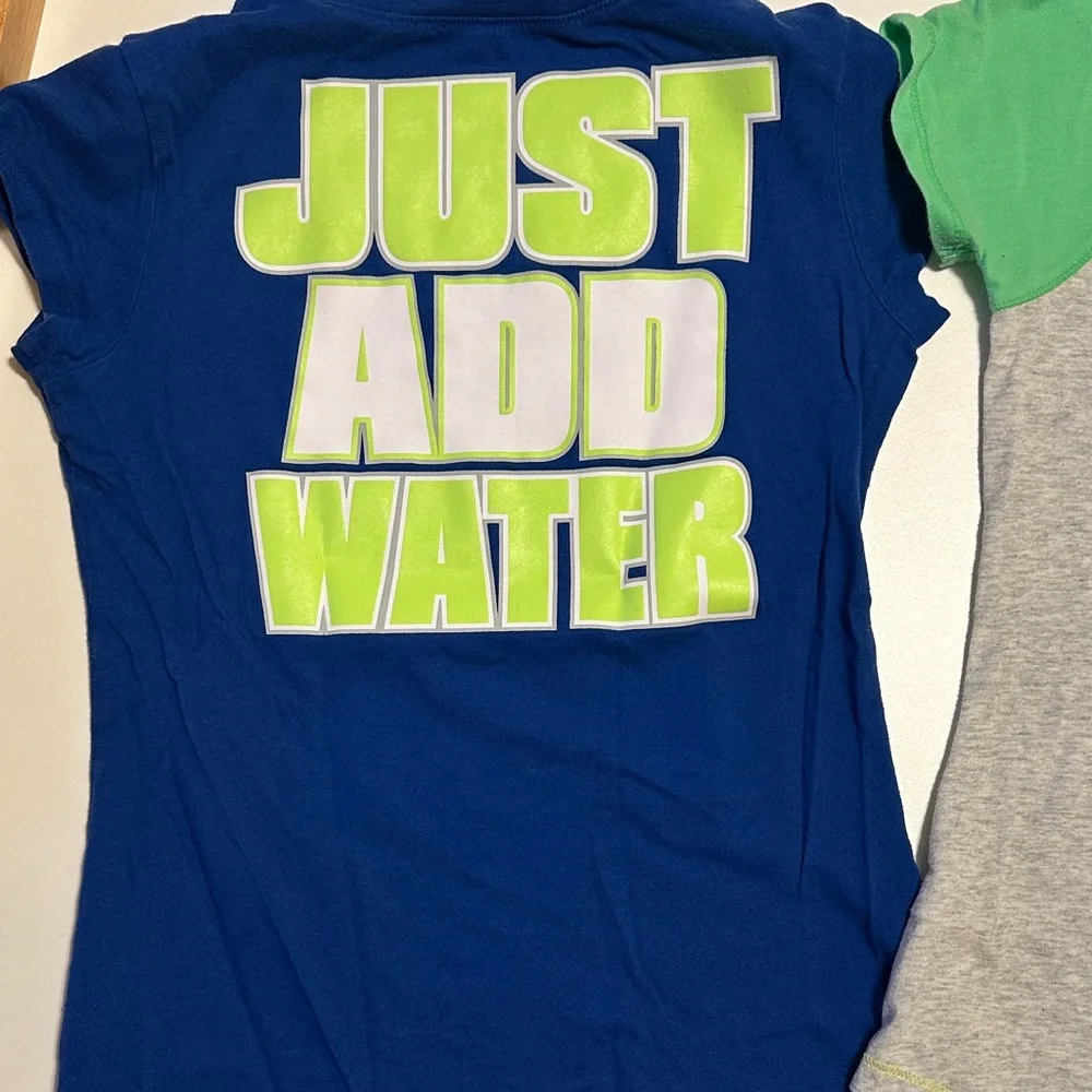 Justice Girls' Peace Sign Swim Tees - Blue and Green